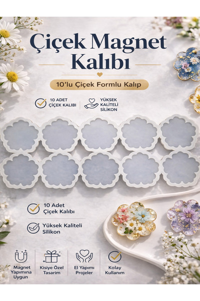 stonechem Epoksi Silikon Çiçek Magnet Kalıbı Dekoratif Hobi Kalıbı