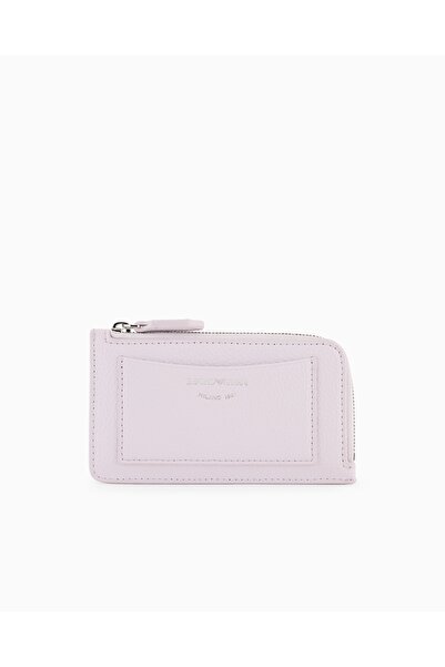Emporio Armani Γυναικεία δερμάτινη θήκη καρτών σε λιλά χρώμα με θήκες για κάρ...