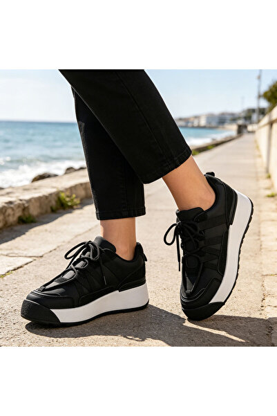 Tmall Pantofi sport pentru femei, din piele ecologică, D1316, negri