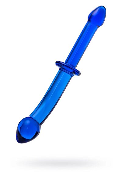 Çift taraflı yapay penis Sexus Glass, cam, mavi, 25 cm