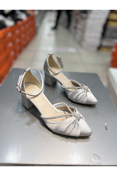 Hacıoğlu Ayakkabı Şah κοντό τακούνι σατέν πέτρινα κομψά γυναικεία παπούτσια