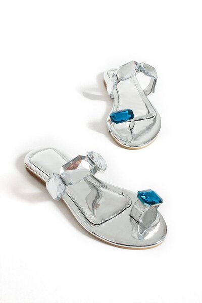 Hacıoğlu Ayakkabı İzlife Women's Stylish Imported Flip Flops with Stones