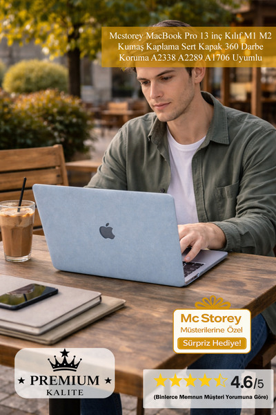 Mcstorey MacBook Pro 13 inç Kılıf M1 M2 Kumaş Kaplama Sert Kapak 360 Darbe Ko...