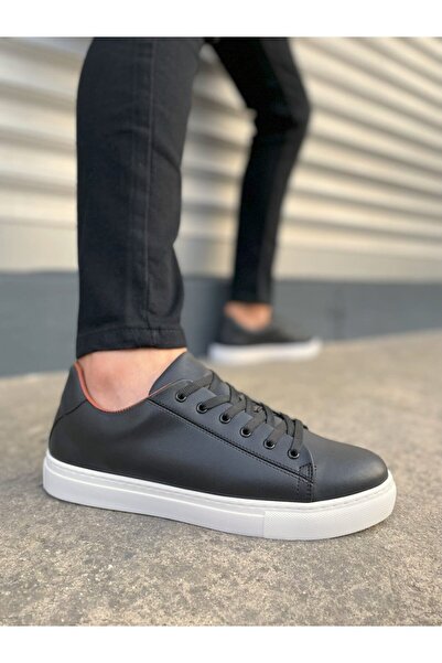 MODE STEP Jy122 Fashion Lace-Up Skin Men's Casual Sneaker Shoes Cbt - Black