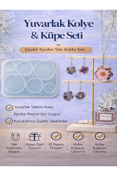 stonechem Epoksi Silikon Yuvarlak Kolye Küpe Anahtarlık Kalıbı Çok Amaçlı Tak...