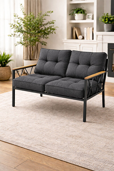 UFUK HOME Miray 2’li Minderli Bahçe Balkon Koltuğu Modern Metal Tasarım