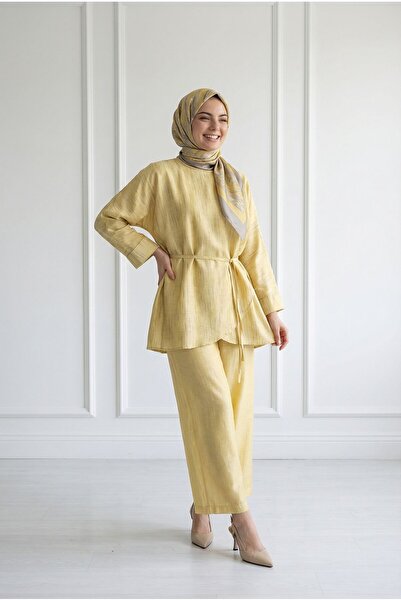 MİHRA STORE Akibe Κοστούμι με Παντελόνι με Σχέδιο-ML2138 Κίτρινο