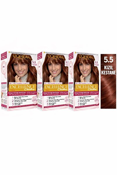 L'Oreal Paris Excellence Creme Saç Boyası - 5.5 Kızıl Kestane X 3 ADET