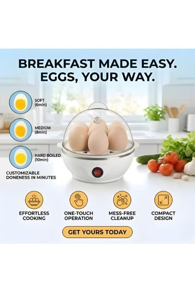 Primo Plus 350W Electric Egg Steamer & Boiler (White/Clear)