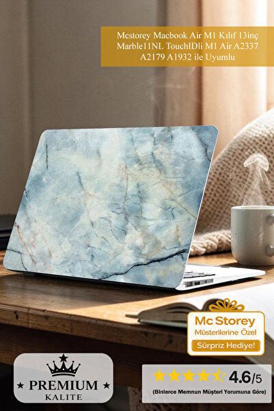 Mcstorey Apple MacBook Air 13" M1 A2337 A2179 A1932 Uyumlu Mermer Desenli Dar...