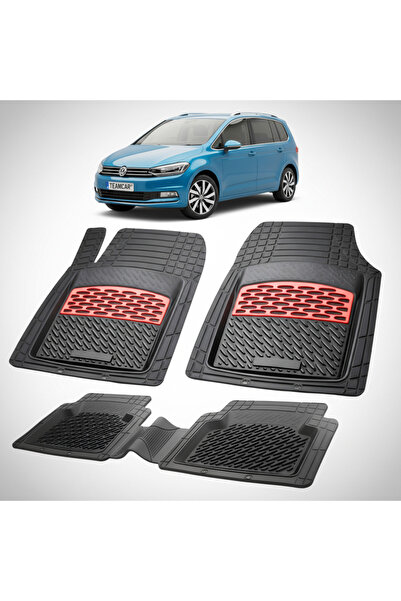 TEAMCAR Car Floor Mats TeamCar® Tray Type Volkswagen Touran II (2015+) - Red