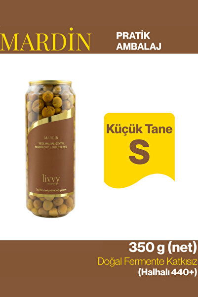 Livvy Premium Foods,Since 1962 MARDİN HALHALI Yeşil Zeytin 350 g – Doğal Ferm...