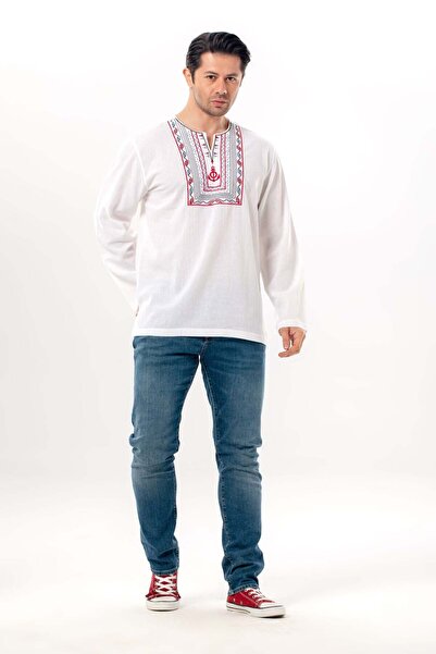 Eliş Şile Bezi Muška majica dugih rukava T-shirt: Bela 3001 letnja okrugla kr...