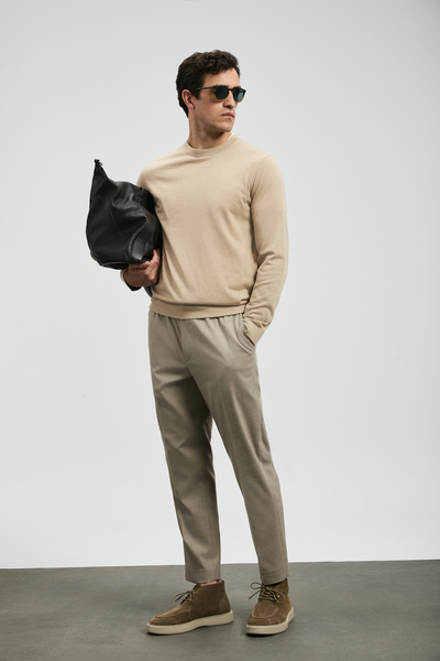 Lufian Ανδρικό παντελόνι Chino Amber Smart εφαρμοστό Μπεζ