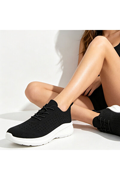 Tmall Pantofi Sport De Dama,Din Piele Ecologica intoarsa,D1412,Negru cu Alb
