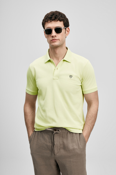 Lufian Ανδρικό μπλουζάκι πόλο Laon Smart σε ανοιχτό κίτρινο χρώμα