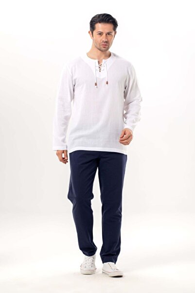 Eliş Şile Bezi Ανδρικό καλοκαιρινό μπλουζάκι μεγάλου μεγέθους - Μακρυμάνικο ύ...