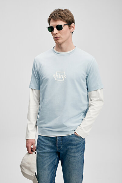 Lufian Μπλουζάκι Thınk Modern Graphic Μπλε