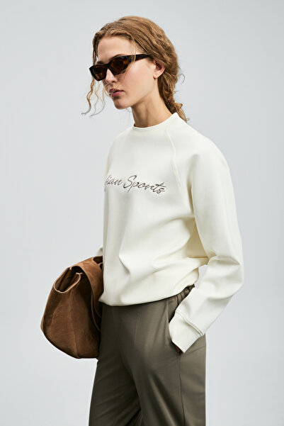 Lufian Γυναικείο πλεκτό φούτερ Ander σε λευκό χρώμα