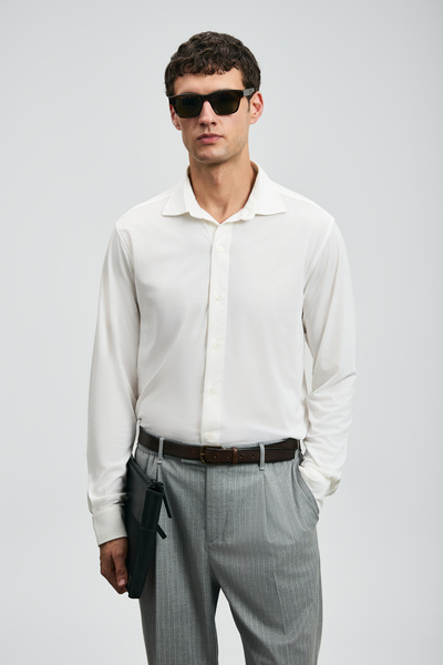 Lufian Ανδρικό πουκάμισο Carl Basic Regular Fit Λευκό