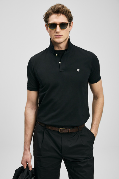 Lufian Laon Smart ανδρικό μπλουζάκι πόλο μαύρο