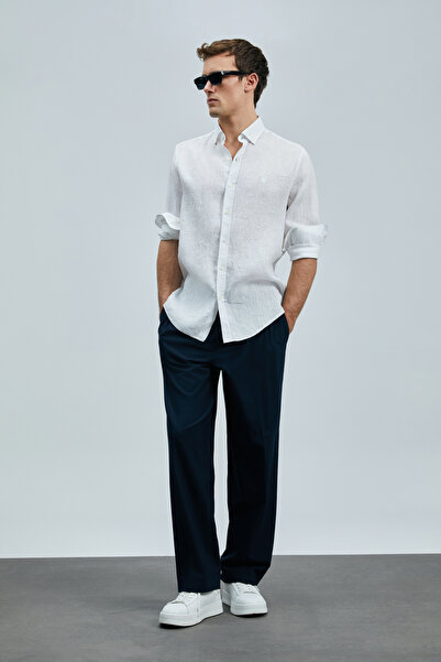 Lufian Ανδρικό λινό πουκάμισο Pitaya Comfort Fit Λευκό