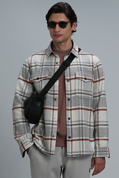 Lufian Φρέσκο ανδρικό πουκάμισο Basic Regular Fit Cinnamon