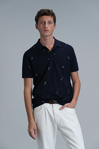 Lufian Ανδρικό μπλουζάκι πόλο Pascal Smart Navy Blue