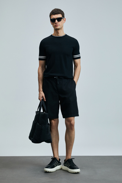 Lufian Ανδρικό πουλόβερ Robert με μείγμα μεταξιού μαύρο