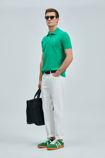 Lufian Laon Smart ανδρικό μπλουζάκι πόλο ανοιχτό πράσινο