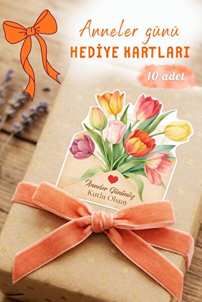 Sticker Ekspres Anneler Günü Tebrik Kartı 10 Adet Özel Kesimli Hediye Paketle...