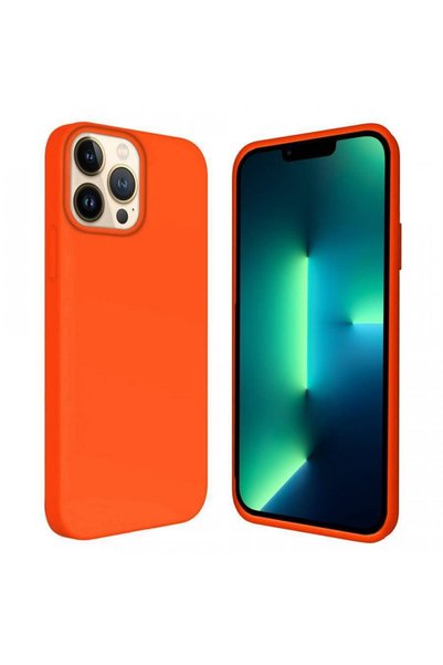 PiyasaSepeti Silicone Case for Apple iPhone 15 Pro Max 6.7''Inside Velvet Orange