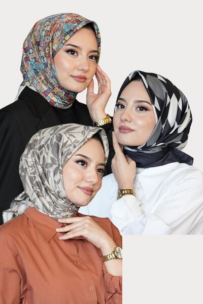 AFVENTE Μαλακό βαμβακερό κασκόλ με φλοράλ και γεωμετρικά σχέδια Αγοράστε 3 πά...