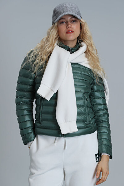 Lufian Γυναικείο παλτό Mary Kaz Feather Πράσινο