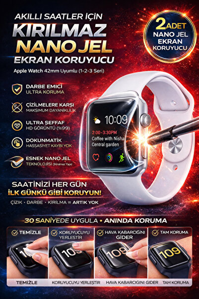 Astakos ساعة أبل سيريز 1-2-3 مقاس 42 ملم، واقي شاشة نانو جل متوافق مع شاشة مق...