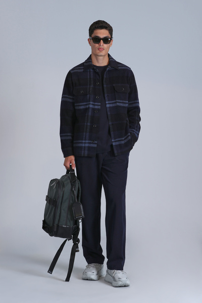 Lufian Ανδρικό πουκάμισο Navy Blue Slim Fit - Barder Basic