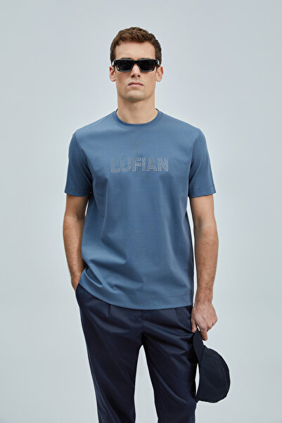 Lufian Think Modern Graphic T-Shirt Dark Blue