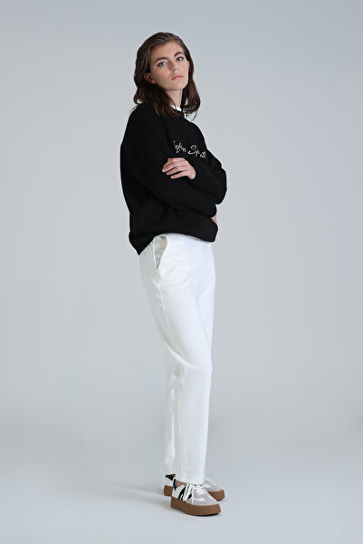 Lufian Γυναικείο πλεκτό παντελόνι Amber σε λευκό χρώμα