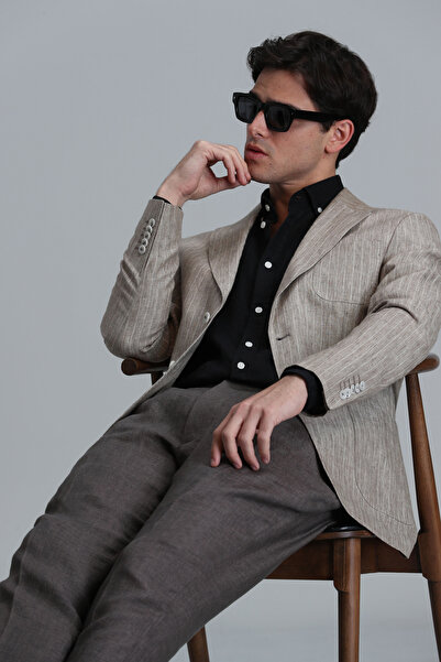 Lufian Jak Sports Ανδρικό Μπουφάν Blazer Slim Fit Μπεζ