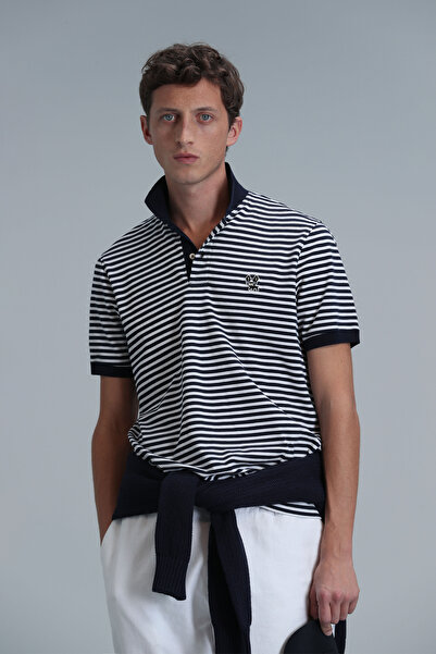 Lufian Ανδρικό μπλουζάκι Polo Dani Smart Navy Blue