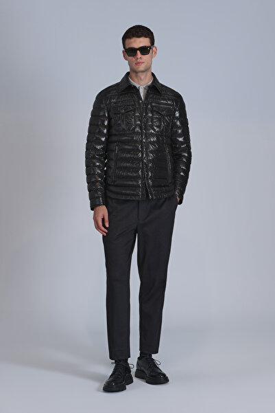 Lufian Ανδρικό παλτό Kane Goose Feather Μαύρο