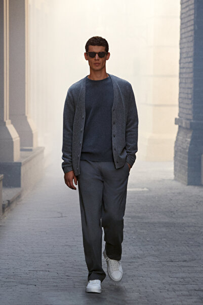 Lufian Ανδρικό αθλητικό παντελόνι Chino σε γκρι Slim Fit