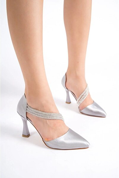 Hacıoğlu Ayakkabı Γυναικεία κομψά παπούτσια με τακούνι Hco Satin Banded Stone