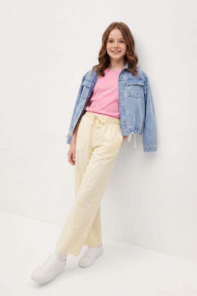 Fulla Moda Elastic Waist Linen Look Girls' Trousers