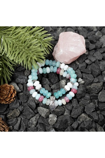 Ezera Σετ χειροποίητων βραχιολιών Dalia για γυναίκες από πέτρες Morganite με ...