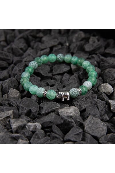 Ezera Βραχιόλι 'ΛΑΡΙΣΣΑ' από φθαρμένες πέτρες αχάτη με αξεσουάρ ελέφαντα