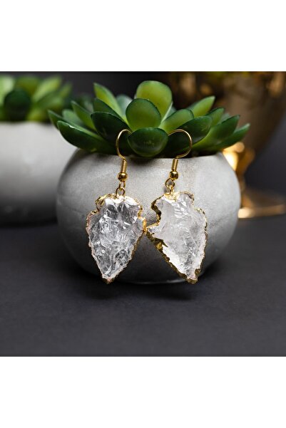 Ezera Σκουλαρίκια από κρύσταλλο χαλαζία με επιμετάλλωση χρυσού 18 καρατίων Ameya