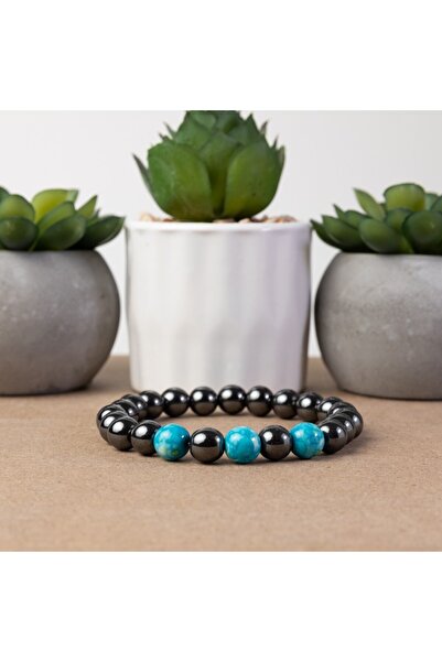 Ezera Ανδρικό βραχιόλι Divit από αιματίτη και πέτρα Jasper Rain, χάντρες 8mm