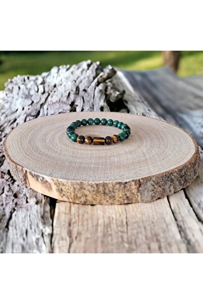 Ezera Ανδρικό βραχιόλι Hajari από μαλαχίτη και μάτι τίγρης