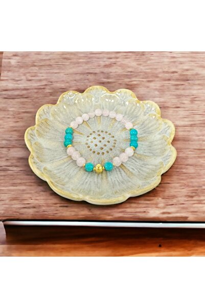 Ezera Βραχιόλι Eliza για γυναίκες με ροζ χαλαζία Μαδαγασκάρης και τιρκουάζ